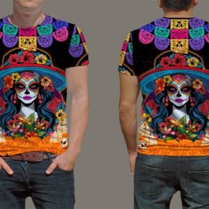 playera negra, con imagen día de muertos 010 (copia) (copia)