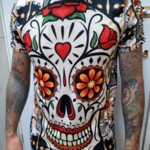 playera negra, con imagen día de muertos 010 (copia) (copia)