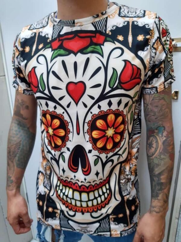 playera negra, con imagen día de muertos 010 (copia) (copia)