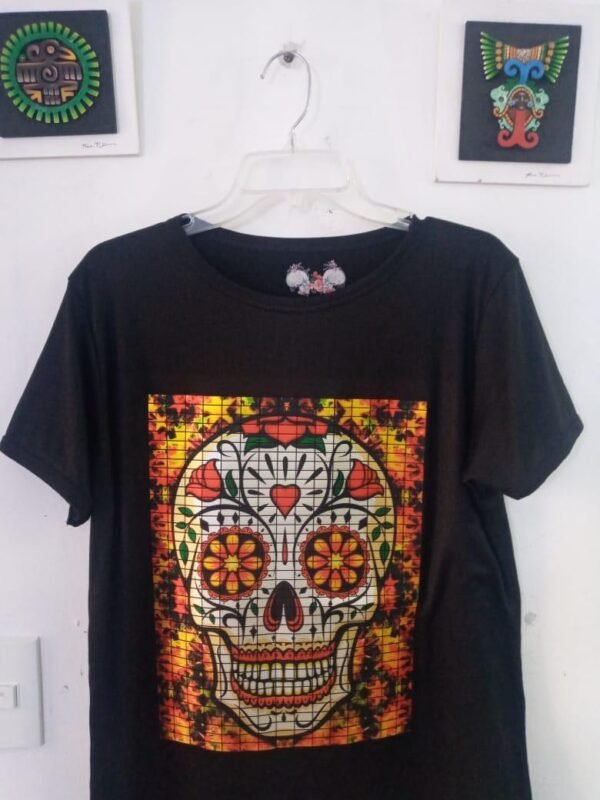 playera negra, con imagen día de muertos 010 (copia) (copia)