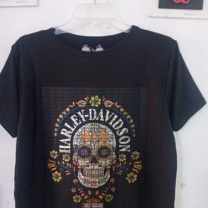 playera negra, con imagen día de muertos 017