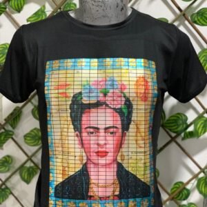playera negra, con imagen día de muertos 018frida kahlo 006)