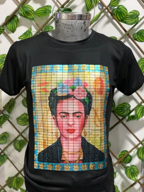 playera negra, con imagen día de muertos 018frida kahlo 006)