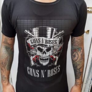 playera negra, rock de gun & roses 001 grupo en circulo (copia)