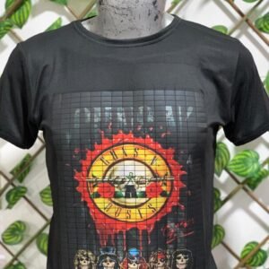 playera negra, rock de gun & roses 005 liston rojo (copia)