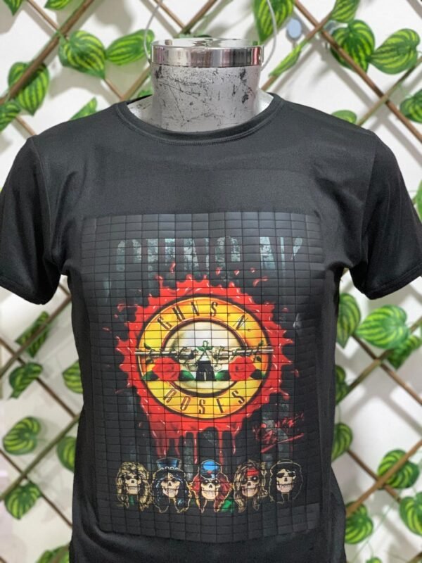 playera negra, rock de gun & roses 005 liston rojo (copia)
