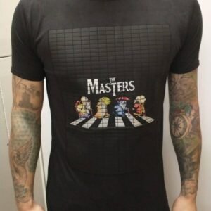 playera negra, con imagen infantil de beatles masters