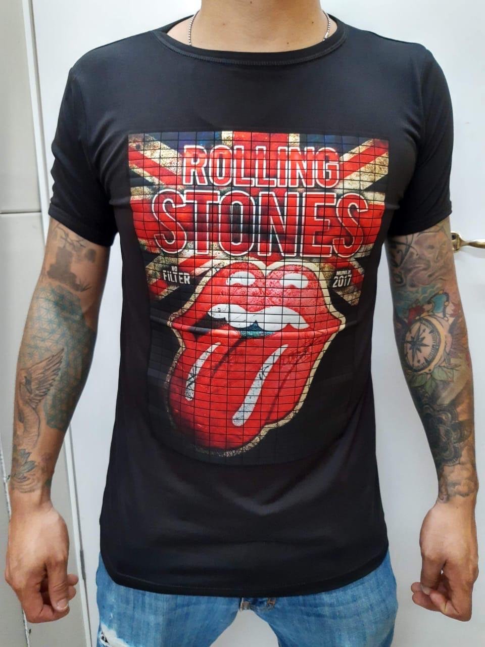 playera negra, rock de rollin stones 001 lengua