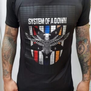 playera negra, rock de system of a down 001 aguila bisefala