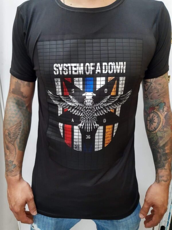 playera negra, rock de system of a down 001 aguila bisefala